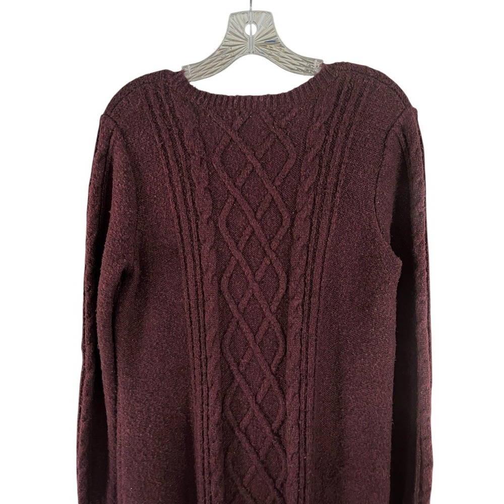 Abercrombie & Fitch Sz M Sweater Dress Cable Knit Maroon V Neck LS Fall‎ - Picture 4 of 12